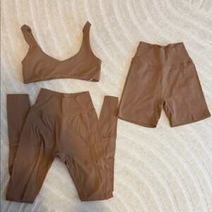 Alphalete Brown Leggings and Shorts Set